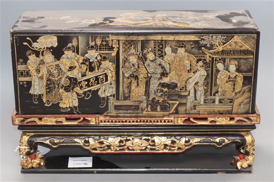 A Chinese lacquered portable shrine stand and cover, 19th century